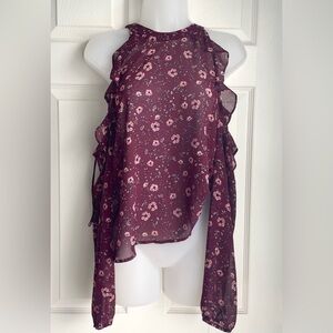 Aeropostale Cold Shoulder Blouse Maroon